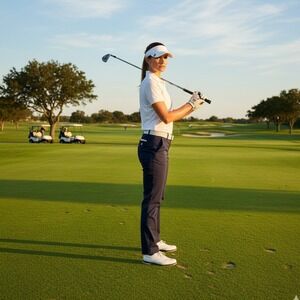 GOLFINO Golf‎ Pants Ladies M US 8 Blue Polyester Flat Front Trousers NWT $179